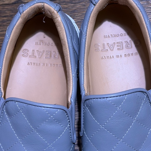 GREATS Brooklyn gray padded leather lace-up sneakers, made in Italy Size 8 - Picture 2 of 7